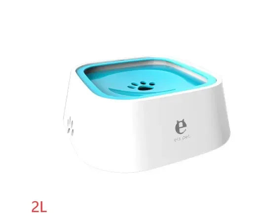 1.5L Cat Dog Water Bowl Carried Floating Bowl Blue 2L