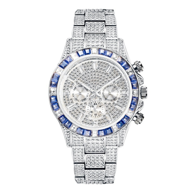 Women's Watch Disc Quartz Movement Simple Casual Business Steel Band Silver Blue