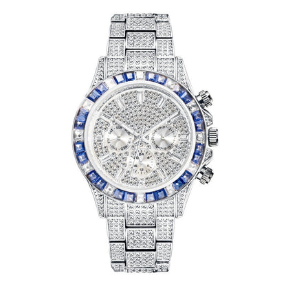 Women's Watch Disc Quartz Movement Simple Casual Business Steel Band Silver Blue