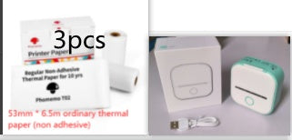 Portable Mini Thermal Label Printer Home Photo Printer Bluetooth-compatible Mini Label Printer Greenset2. USB