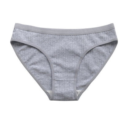 Underwear Pure Cotton Girl Plus Size Mid Mid-waist Solid Color Flower Gray