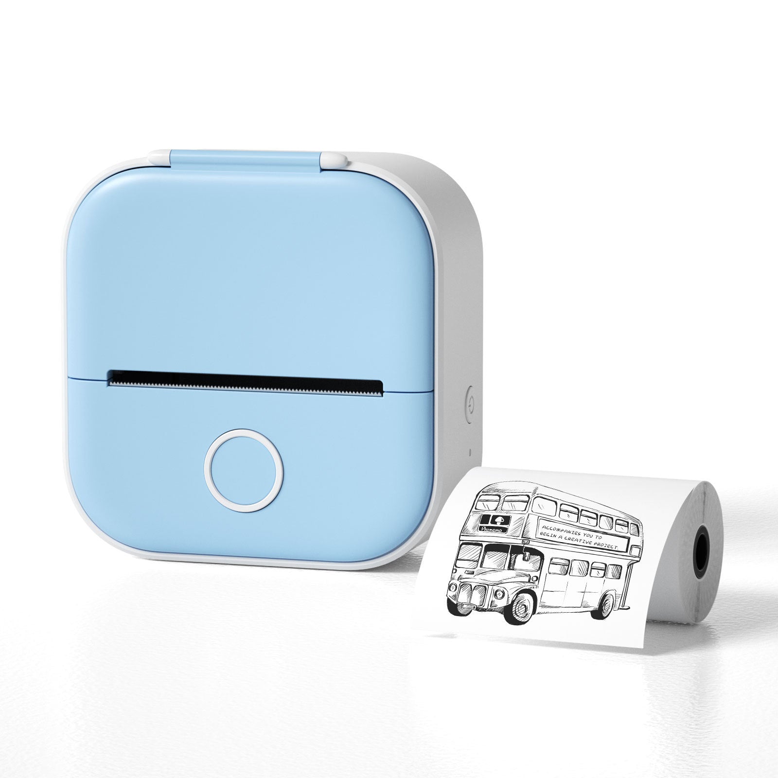Portable Mini Thermal Label Printer Home Photo Printer Bluetooth-compatible Mini Label Printer Blue USB