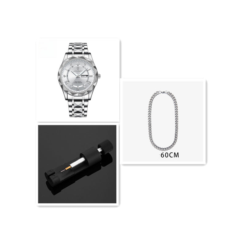 Men's Waterproof Double Calendar Luminous Quartz Watch 7style Set