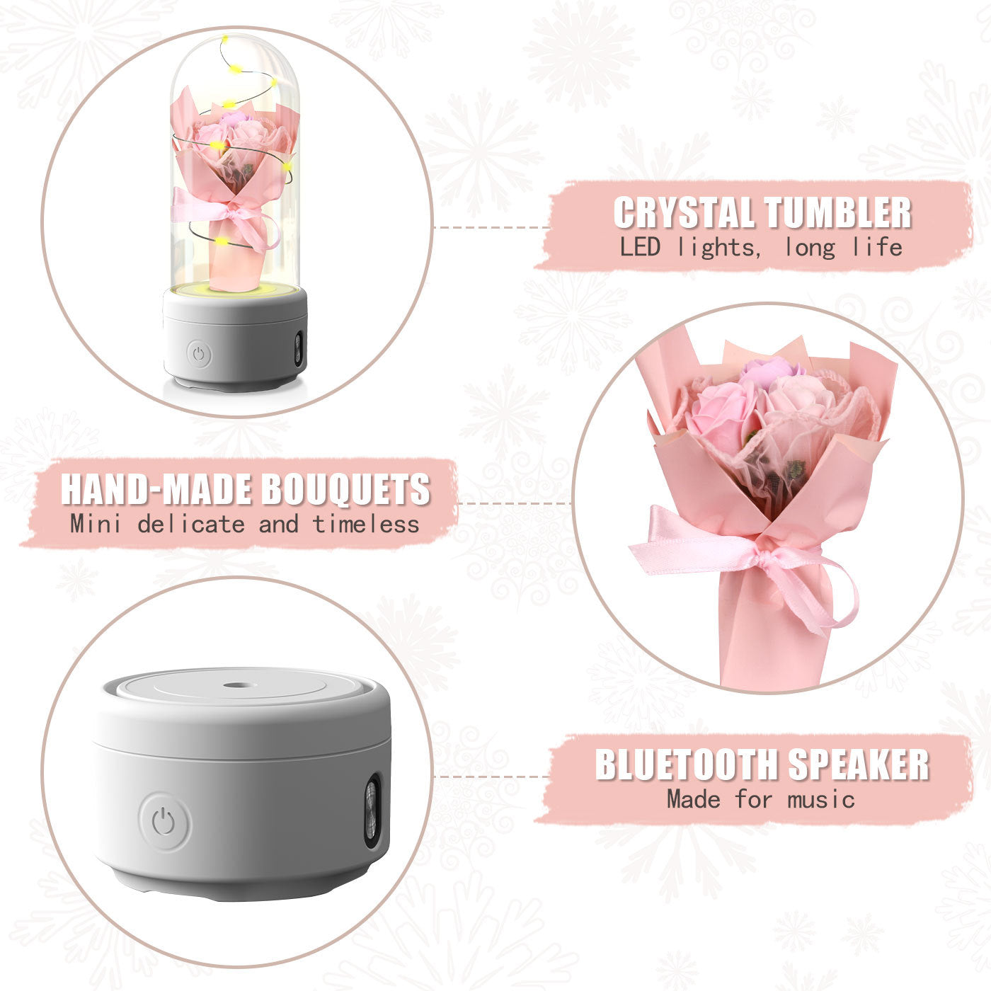 Creative 2 In 1 Bouquet LED Light And Bluetooth-compatible Speaker Gift Rose