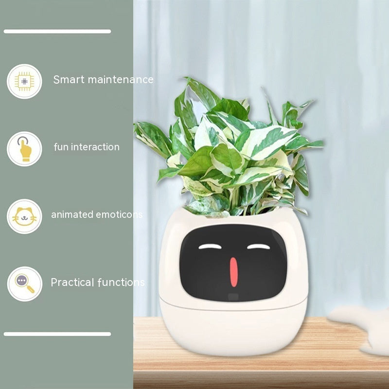 Smart Planter Endless Fun Over 49 Rich Expressions 7 Smart Sensors And AI Chips White Small