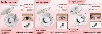 Magnetic Suction False Eyelashes Little Devil Supernatural Magnet Suit Set 1pair Eyelash Plus White Clip