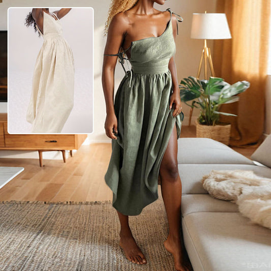 Summer V-neck Suspender Split Dress Fashion For Women Clothing