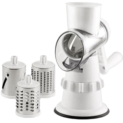 3 In 1 Vegetable Slicer Manual Kitchen Accessories Grater For Vegetable Cutter Round Chopper White