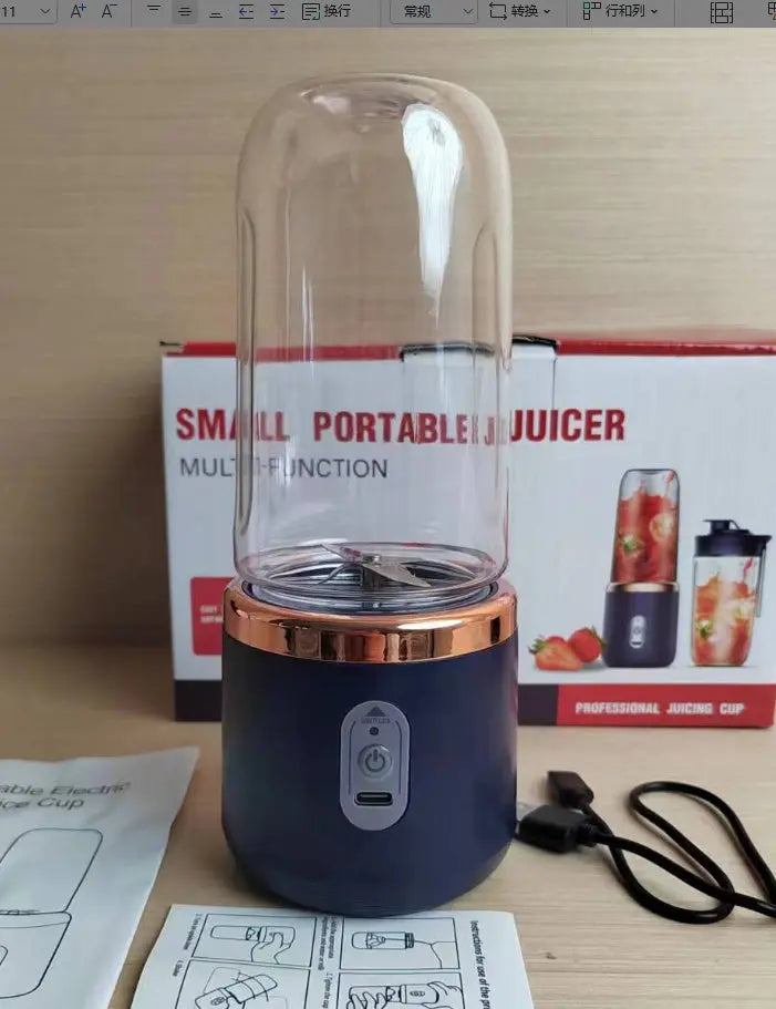 6 blade Portable Blender Mini Juicer Smoothie USB Charging Fruit Squeezer Blender Tunisian dark blue Six knives