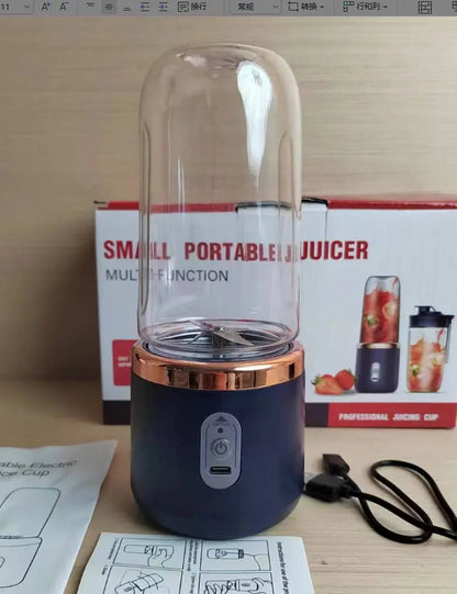 6 blade Portable Blender Mini Juicer Smoothie USB Charging Fruit Squeezer Blender Tunisian dark blue Six knives
