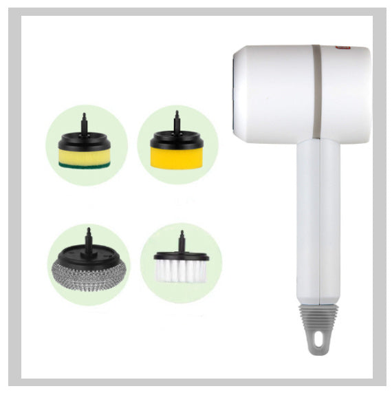 Electric Cleaning Brush Multifunctional Scouring Pad White With four brush heads 1PC