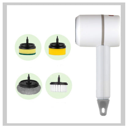 Electric Cleaning Brush Multifunctional Scouring Pad White With four brush heads 1PC