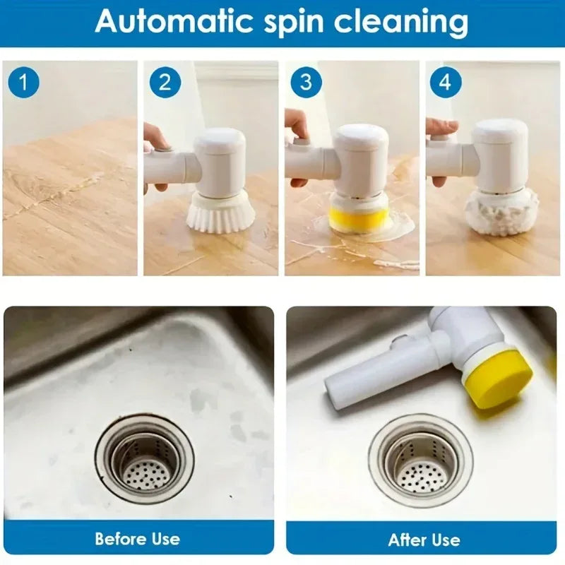 1pc Electric Spin Cleaning Brush,USB Rechargeable Handheld Kitch Cleaner