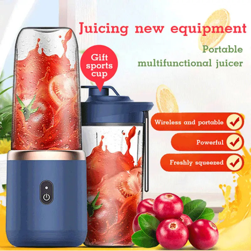 6 blade Portable Blender Mini Juicer Smoothie USB Charging Fruit Squeezer Blender