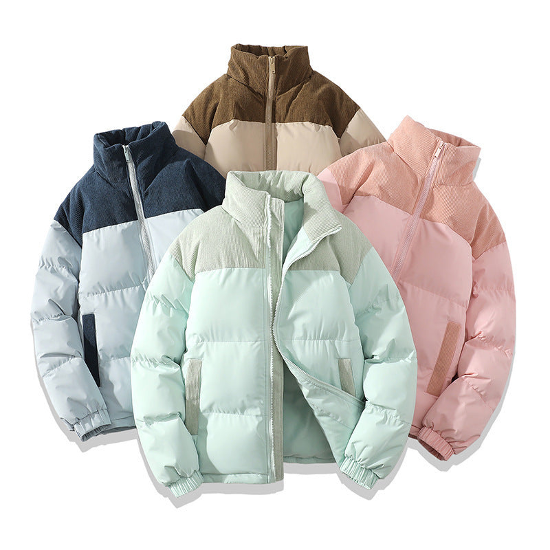 Winter Stand Collar Contrast-colored Coat Jacket For Men Women Clothing