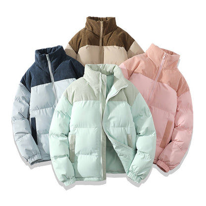 Winter Stand Collar Contrast-colored Coat Jacket For Men Women Clothing