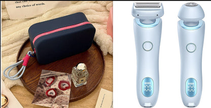 2 In 1 Hair Removal USB Rechargeable Trimmer Women Body Razor Blue and Rose Pink set USB