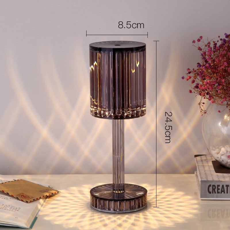 New Crystal Table Lamp Hotel Decoration Diamond Romantic Warm Led Smoke grey USB