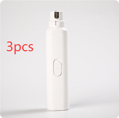 Pet Nail Grinder Dog Cat Battery Model Nail Trimmer Large And Small Dogs Elegant White T10 Nail Piercing Device 3PCS