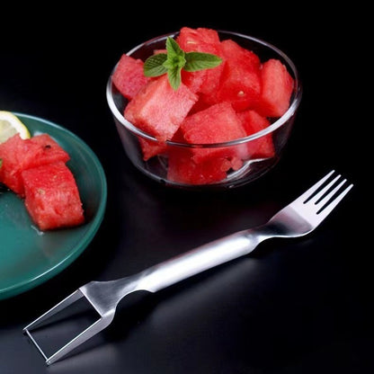 2 In 1 Watermelon Fork Slicer Multi-purpose Stainless Steel Watermelon Slicer Cutter