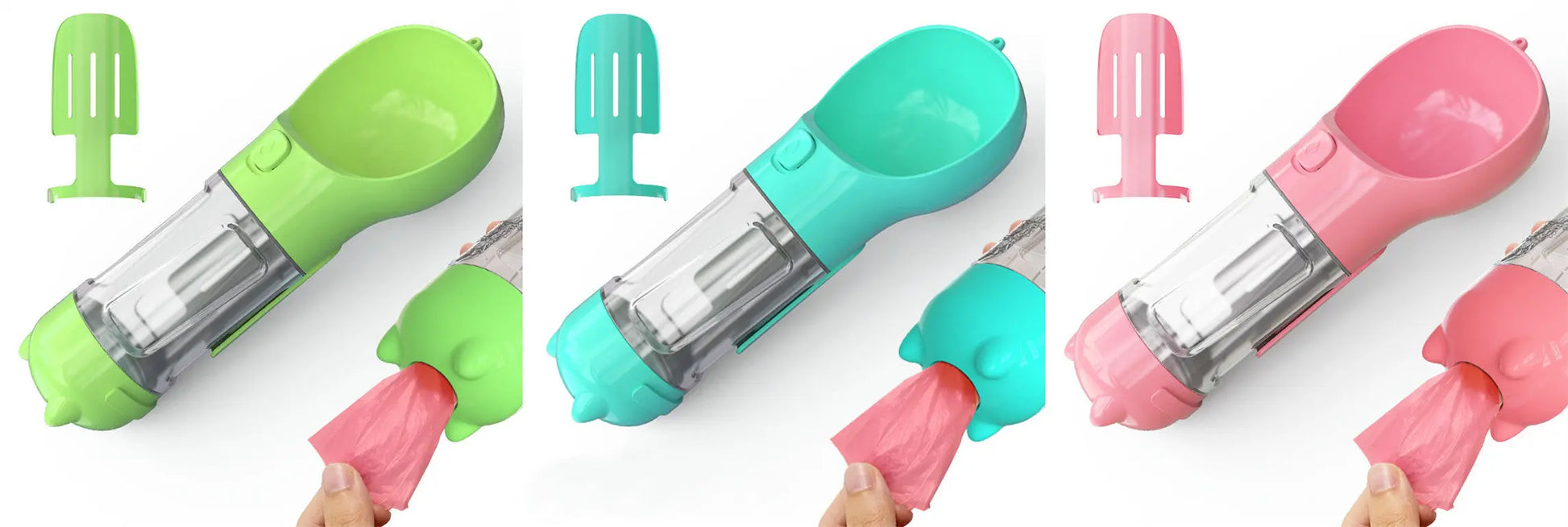 Pet Water Bottle Feeder Bowl Portable Pet Outdoor Travel 3 In 1 Dog Water Bottle Green blue pink 300ml