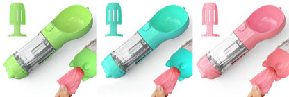 Pet Water Bottle Feeder Bowl Portable Pet Outdoor Travel 3 In 1 Dog Water Bottle Green blue pink 300ml