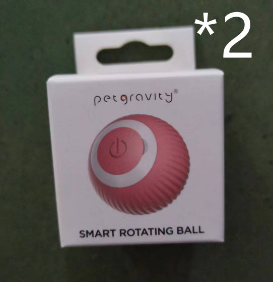 Cat Gravity Intelligent Rolling Ball Tease Toy Pet Automatic Rotating Ball Pink English packaging 2pcs USB