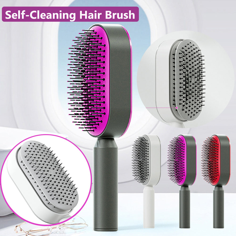 Self Cleaning Hair Brush For Women Massage Scalp Comb Anti-Static Hairbrush