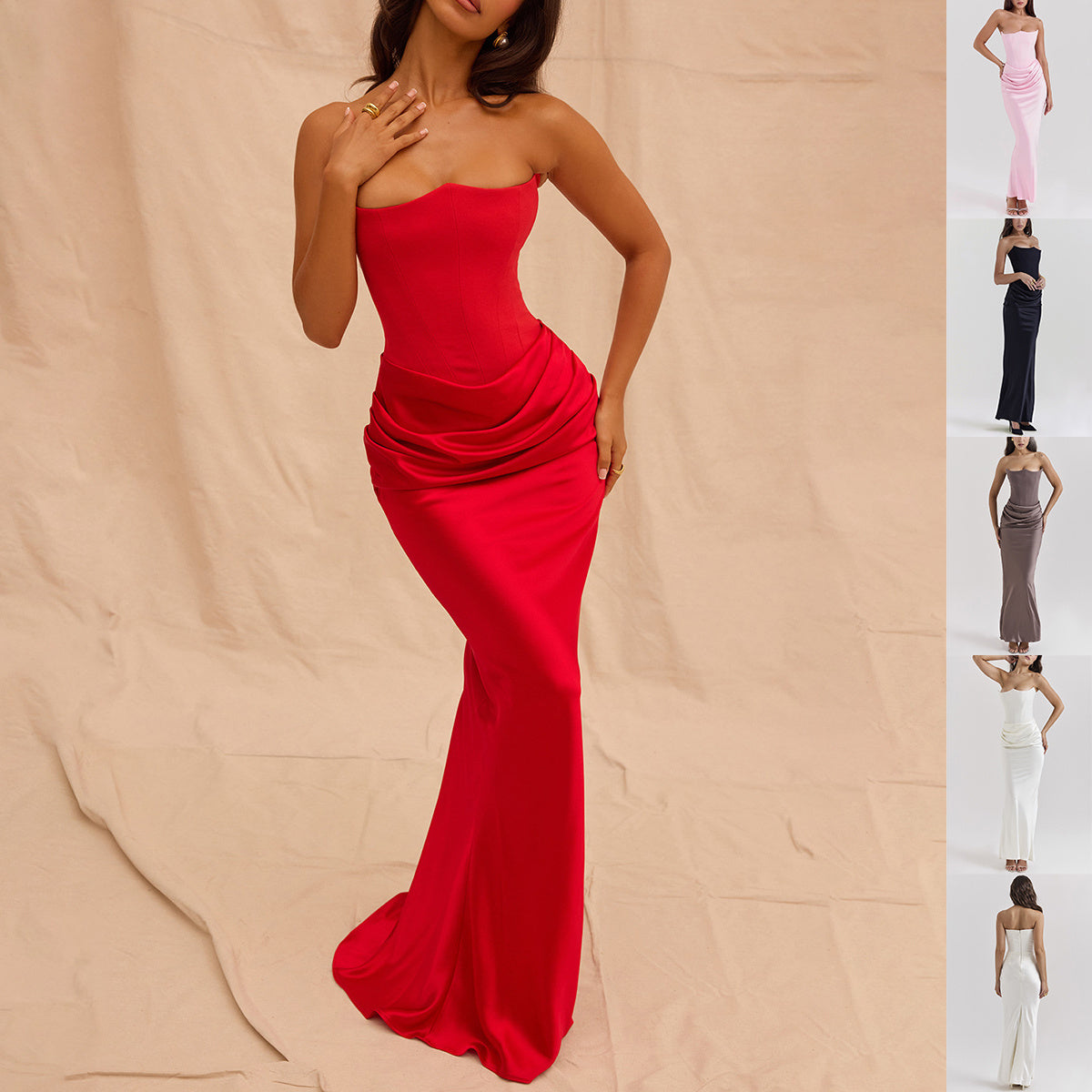 Slim Tube Top Long Dress Sexy Fashion Bandeau Backless Party Evening Dresses