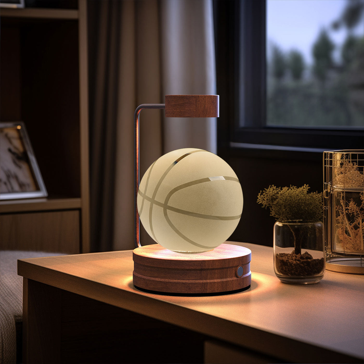 Crystal Ball Cosmic Dinosaur Indoor Night Light Basketball Dark wood