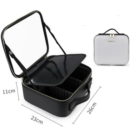 Smart LED Cosmetic Case With Mirror Cosmetic Bag Travel Makeup Bags White 12inches No LED