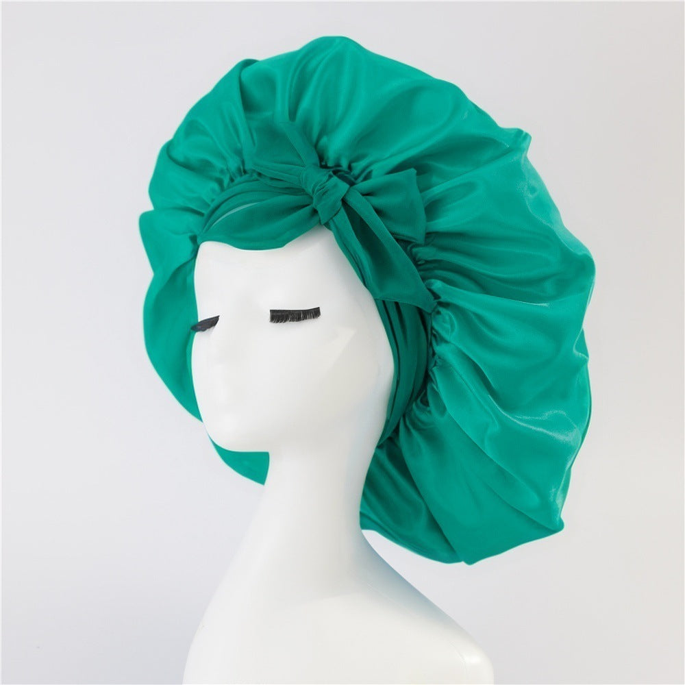 New Silk Bonnet For Sleeping Women Satin Bonnet Hair Bonnet Night Sleep Cap Green