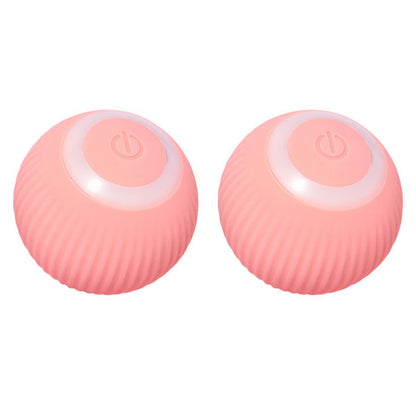 Cat Gravity Intelligent Rolling Ball Tease Toy Pet Automatic Rotating Ball 2pcs in Pink USB