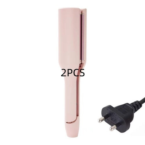 Hair Curling Iron Temperature Adjustable Fast Heating For All Hair Style Pink EU 2PCS