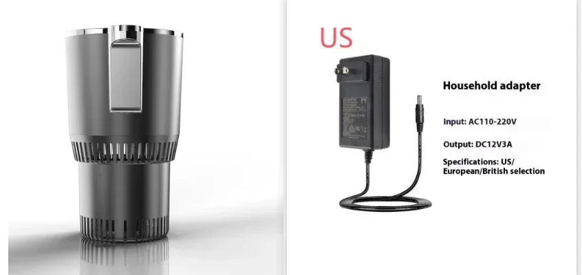 2 In 1 Car Heating Cooling Smart Car Cup Holder Digital Temperature Display Drink Cup Warmer Cooler Mini Car Refrigerator Black US