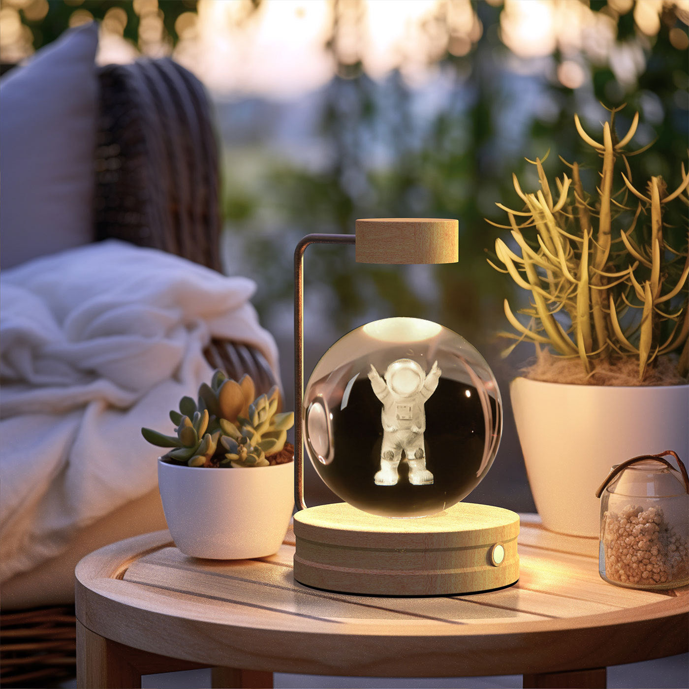 Crystal Ball Cosmic Dinosaur Indoor Night Light Little Astronauts Light wood