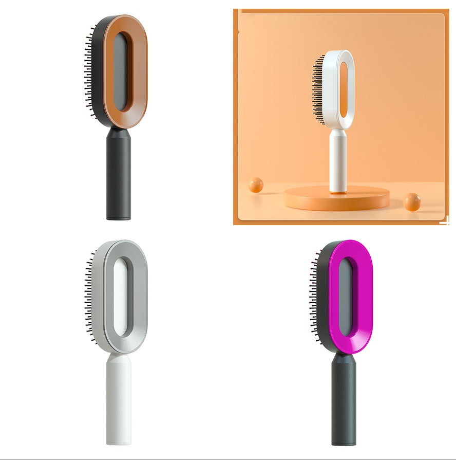 Self Cleaning Hair Brush For Women Massage Scalp Comb Anti-Static Hairbrush Set