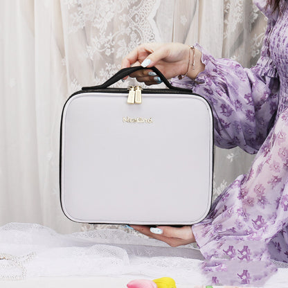 Smart LED Cosmetic Case With Mirror Cosmetic Bag Travel Makeup Bags White 12inches USB
