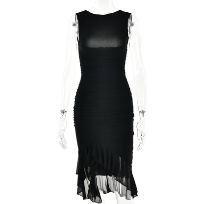 Summer Slim Skinny Sleeveless Dress For Women Black