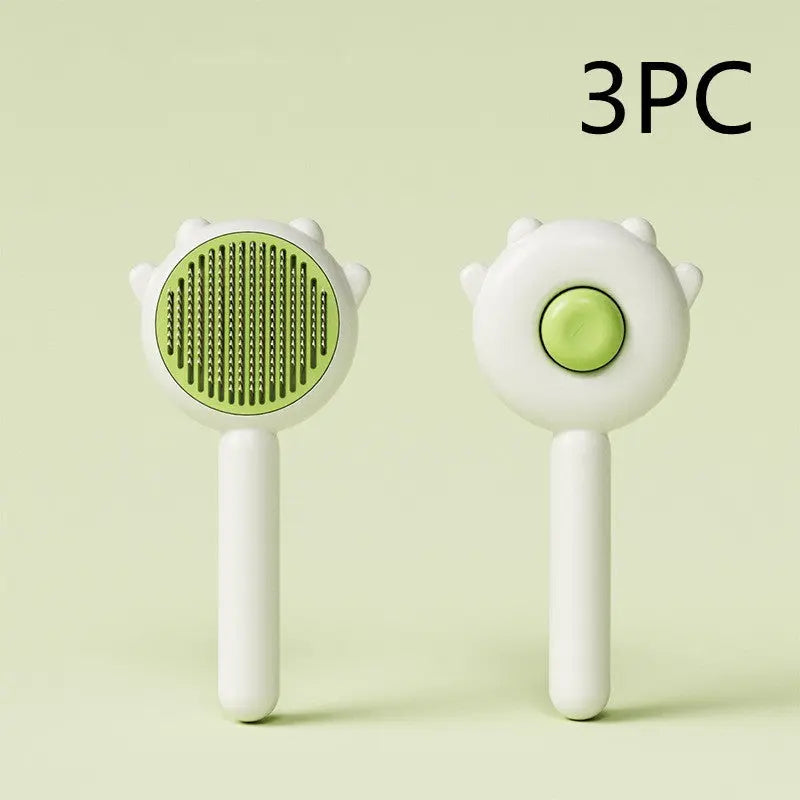 cat-comb-massage-pet-magic-combs-hair-removal-cat-and-dog brush Green 3PC