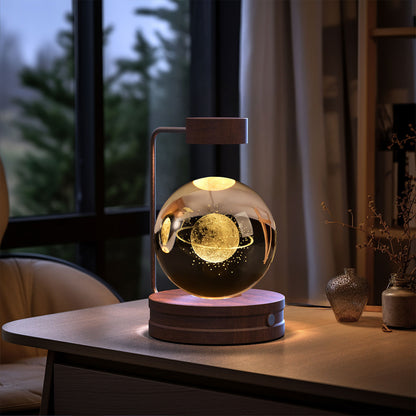 Crystal Ball Cosmic Dinosaur Indoor Night Light Strolling in Space Dark wood