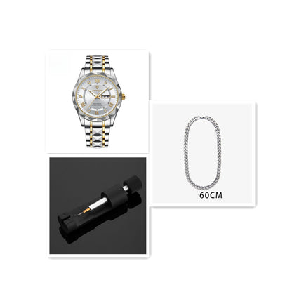 Men's Waterproof Double Calendar Luminous Quartz Watch 3style Set