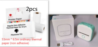 Portable Mini Thermal Label Printer Home Photo Printer Bluetooth-compatible Mini Label Printer Greenset3. USB