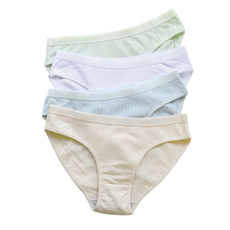 Underwear Pure Cotton Girl Plus Size Mid Mid-waist Solid Color