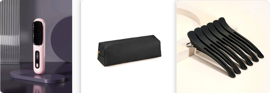 Straight Hair Comb Wireless Hair Straightener Brush Hair Fast Heating Portable Hot Curler USB Charging Set5