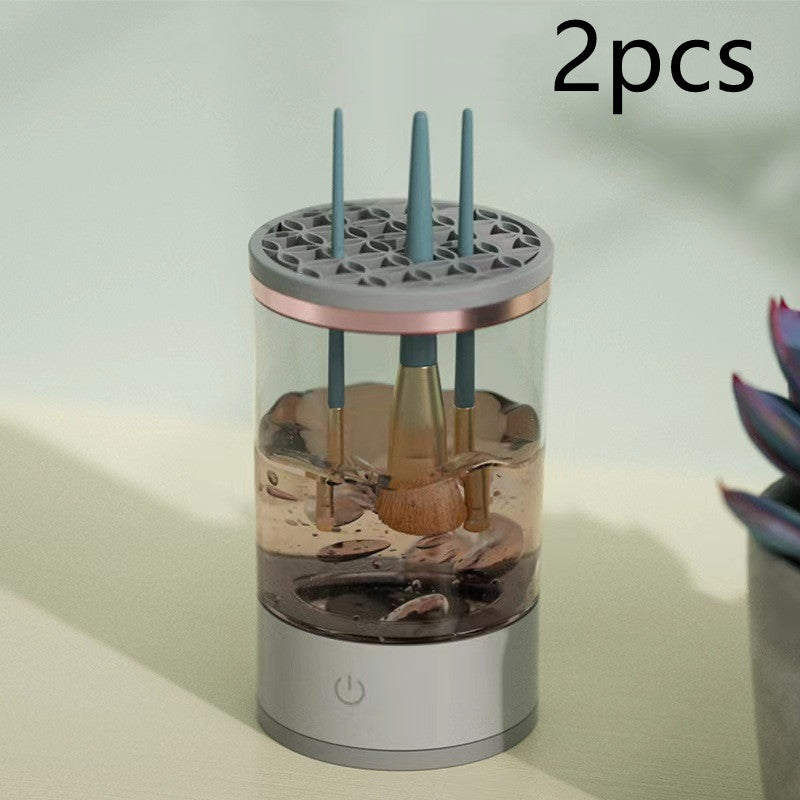 Women Eye Shadow Brush Cleaning Tool Portable Electric Makeup Brush Cleaner Machine Grey and White 2pcs USB