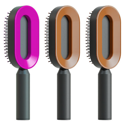 Self Cleaning Hair Brush For Women Massage Scalp Comb Anti-Static Hairbrush Set U
