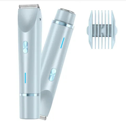 2 In 1 Hair Remover Women's Double Head Shaver Private Pubic Electric Razor Blue USB