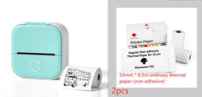 Portable Mini Thermal Label Printer Home Photo Printer Bluetooth-compatible Mini Label Printer All green set1 USB