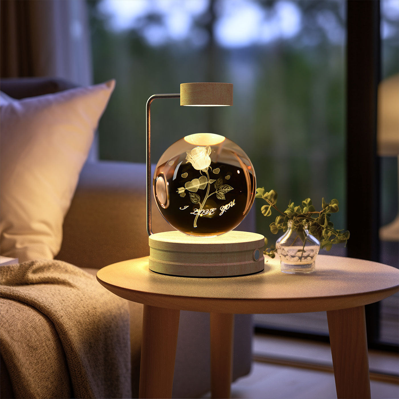 Crystal Ball Cosmic Dinosaur Indoor Night Light Roses Light wood